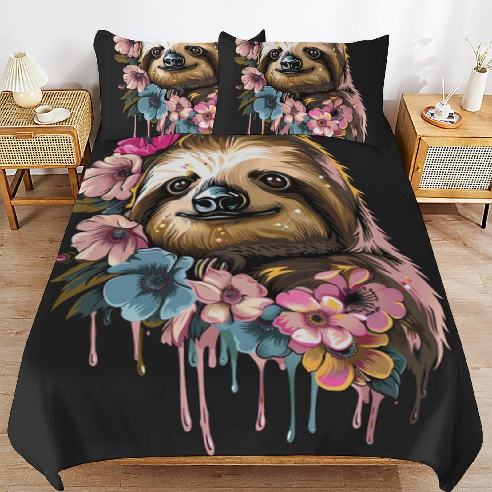 Housse couette paresseux 135x200 fine microfibre fermeture éclair anti-glisse