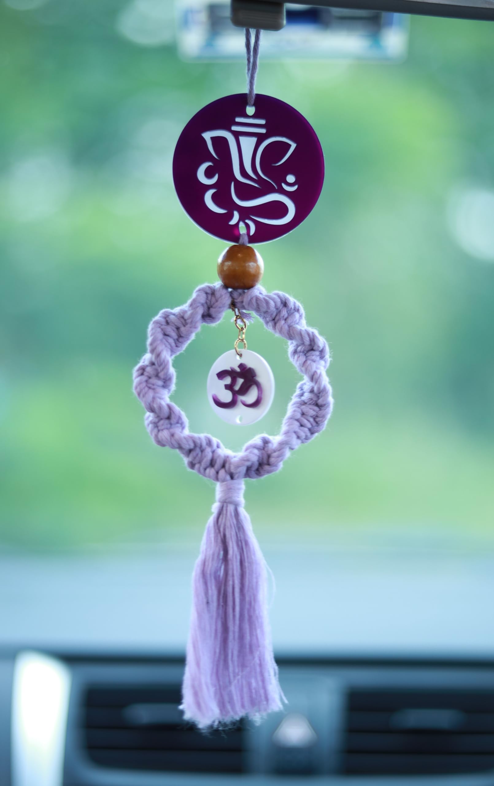 SAAHA MACRAME Car Decor | Acrylic Car Hanging Accessories Interior | Spiritual Handmade Rear View Mirror Accessory for Protection & Positive Energy | Wall Hanging for Home Decor & Pooja Room - Ganesha-picture-16
