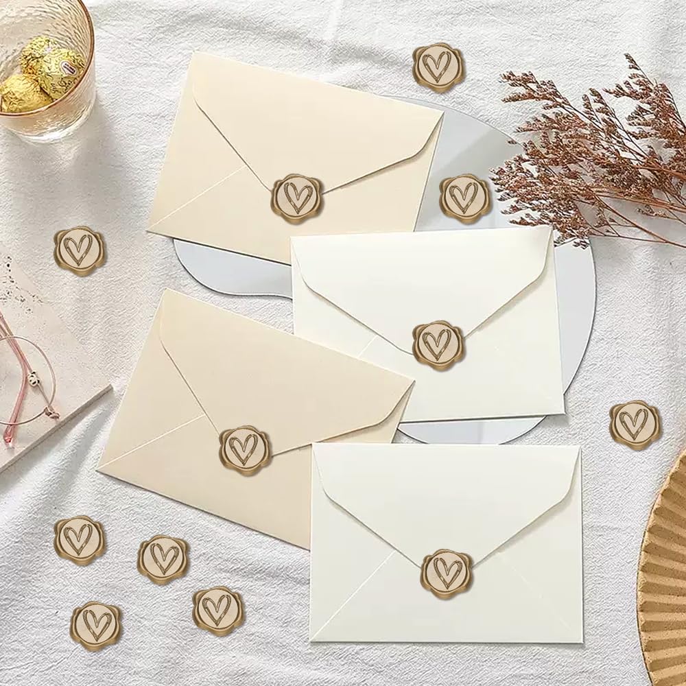 Adesivi Ceralacca Per Sigilli - 50 Pezzi Forma Cuore Bianco Perlato, Autoadesivi Per Matrimoni E Lettere