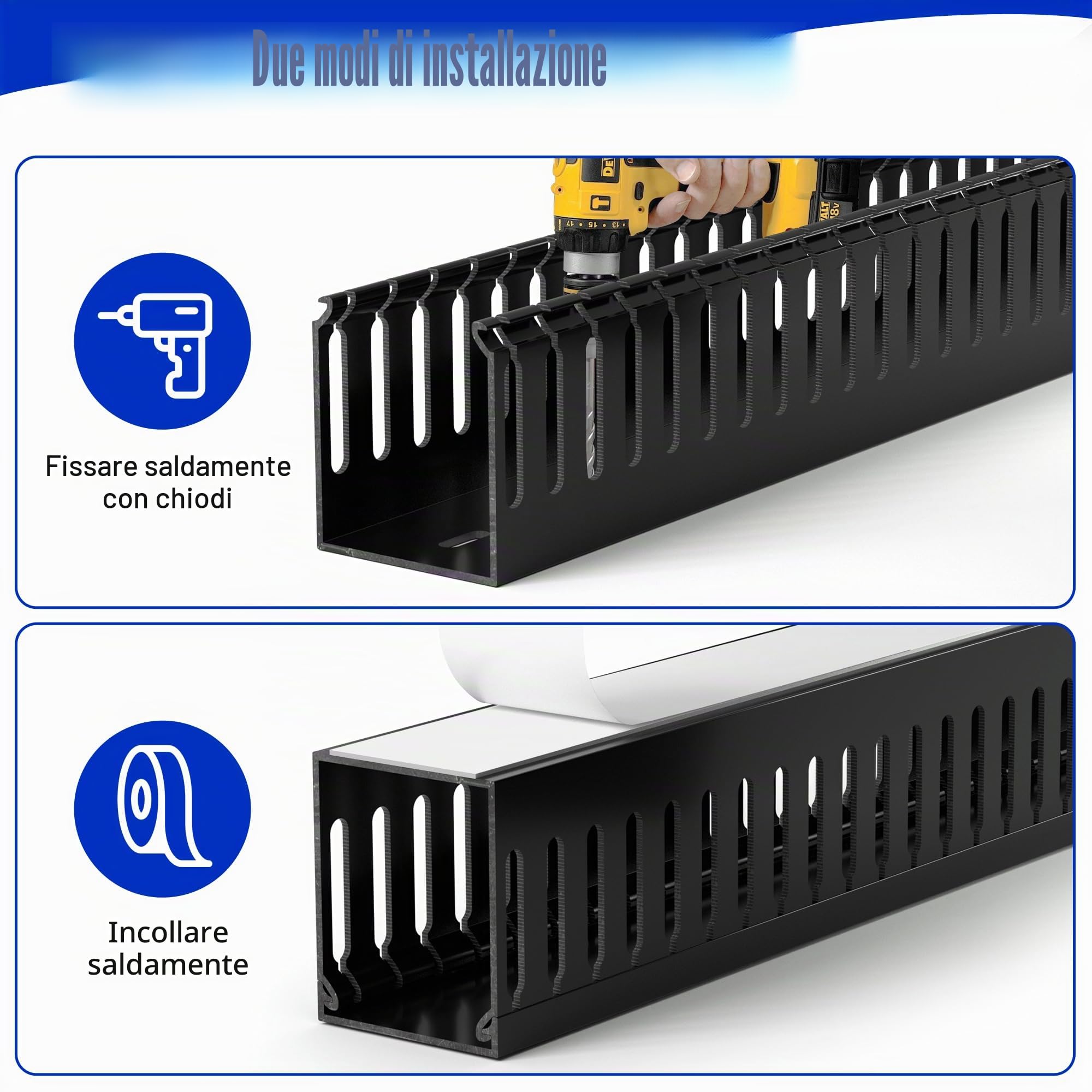 ZhiYo, Canalina professionale per la gestione dei cavi in ​​rack server (altezza 5 cm x larghezza 5 cm), kit da 167,7 cm (4 pezzi da 42 cm), canalina a fessura aperta in PVC, colore nero