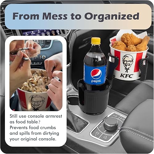 Miniatura 8 de Expansor de portavasos para automóvil, 2 en 1 multifuncional soporte para tazas extra para automóvil, adaptador extensor de soporte automotriz