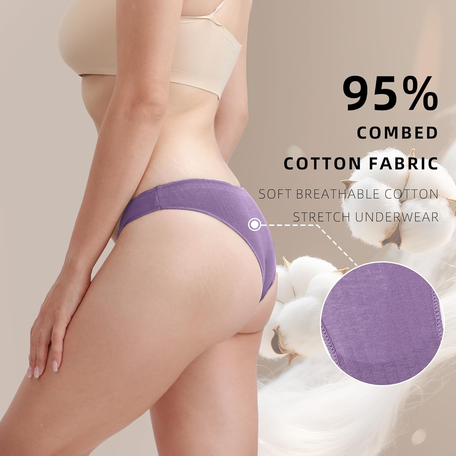 6-pack Cotton Underwear for Women Low Rise Stretch Bikini Sexy Ladies Panties - Image 3