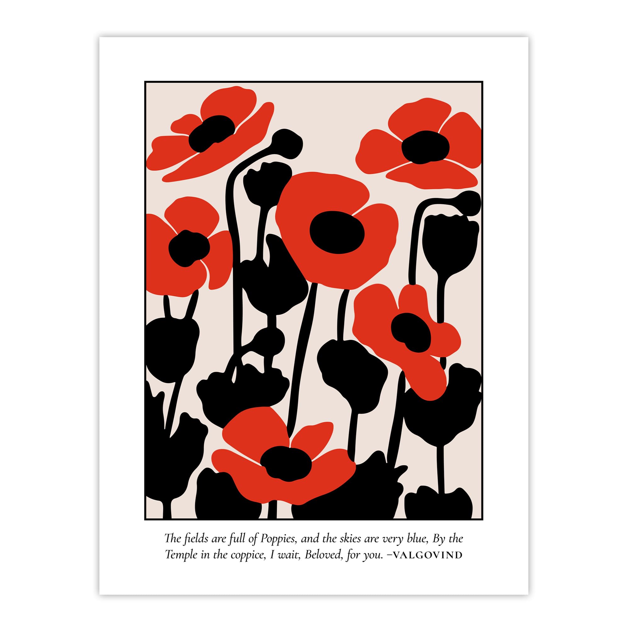 Artery8 Poppies Early Pearly Morning Graphic Design Living Room Extra Large XL Wall Art Poster Print
