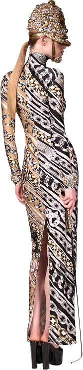 Chain Printed Long Sleeve Maxi Dress