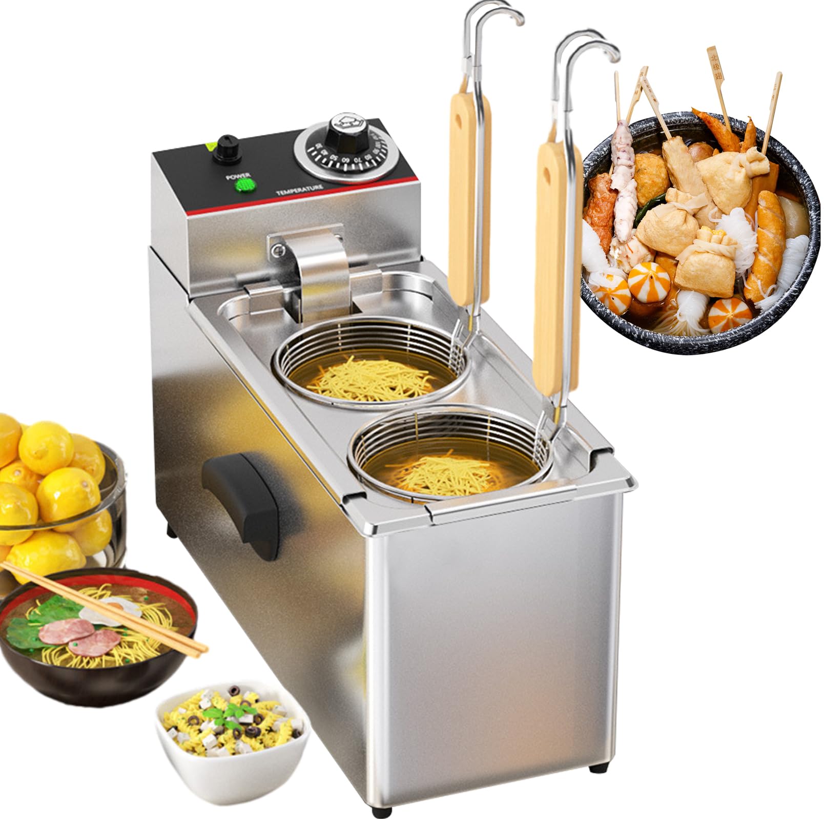 Cuocipasta Elettrico, Cuocipasta Commerciale per Verdure A 2 Fori, Temperatura Regolabile da 30 A 110 °C, per Ristoranti E Cucine, 2 Fori,