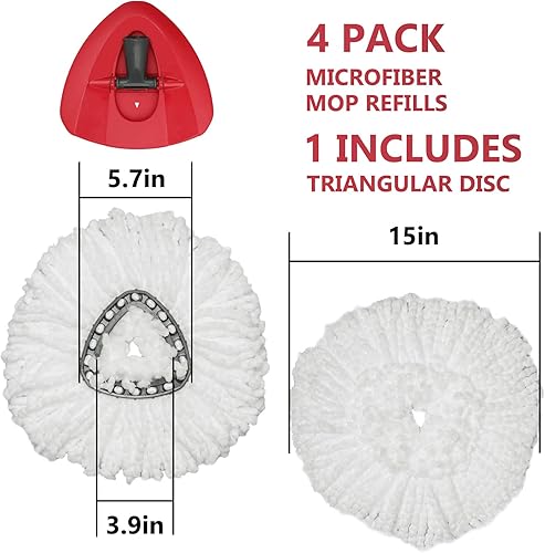 Miniatura 3 de Cabezal de repuesto para trapeador giratorio, repuestos de fregona EasyWring con base compatible con mopa giratoria O-Cedar, mopa de microfibra para