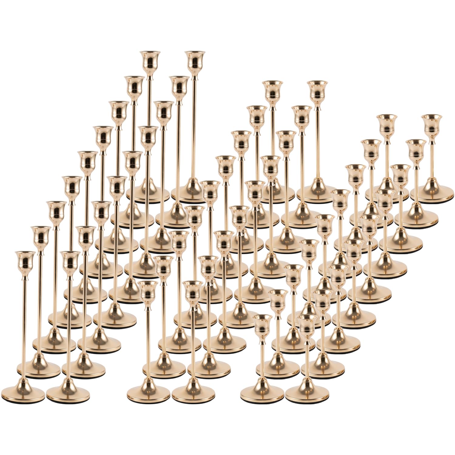 Photo 1 of 54 pcs Gold Candlestick Holders Set, 3 Sizes Metal Taper Candle Holders Weighted with Anti-Slip Pad, Vintage Finish Candle Sticks for Wedding Centerpieces, Christmas Mantel, Fireplace & Table Decor