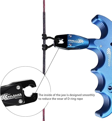 Miniatura 76 de Lanzador de ayuda de arco compuesto y cuerda de bucle D, ajustable puede girar 360° pulgar liberación arco ayuda aleación de aluminio, ayudas