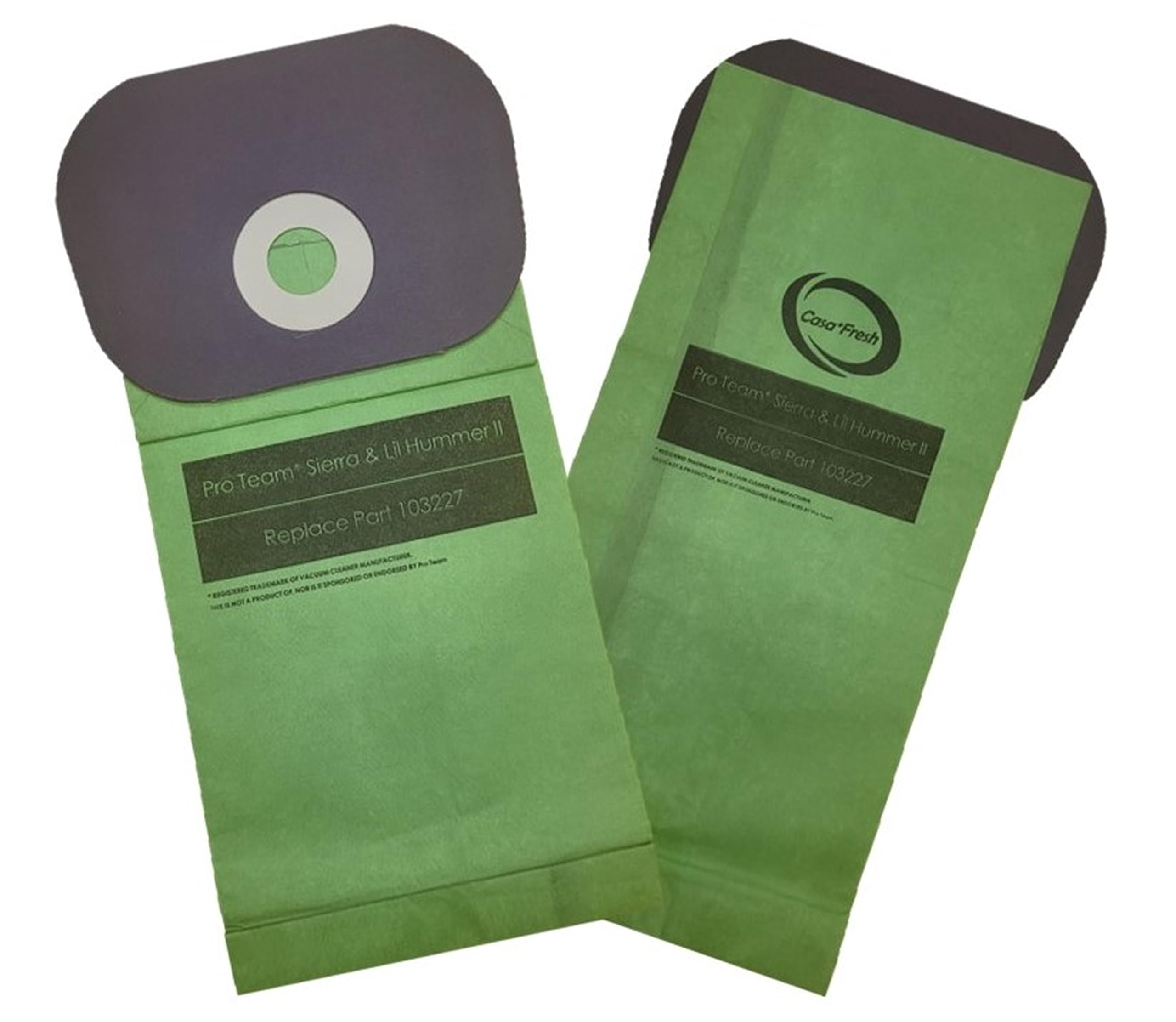 Casa Vacuums Fresh 10 PK Replacement for ProTeam Sierra, Lil Hummer 103227 Intercept Micro Filtration. Commercial Backpack Cleaner Bags