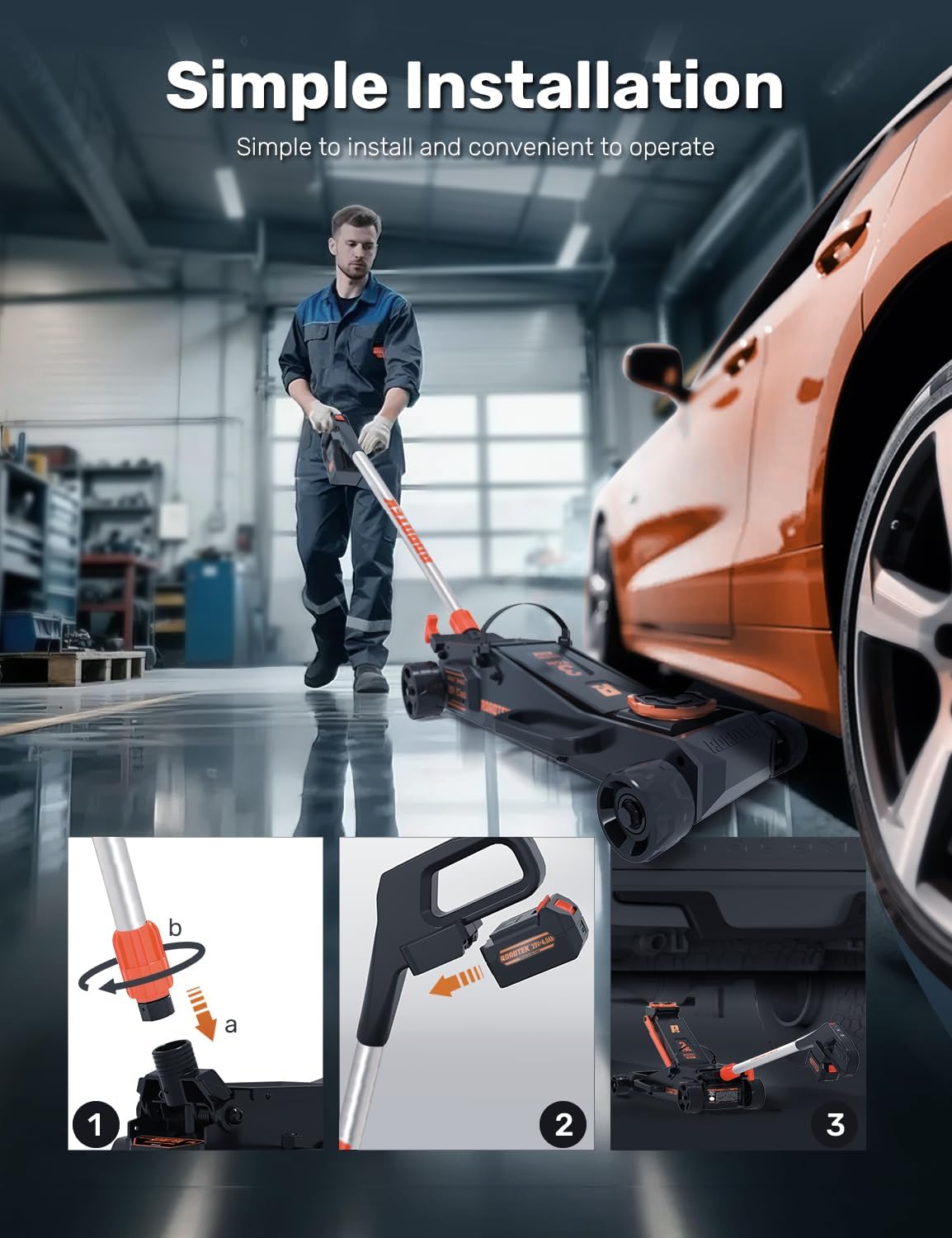 3 Ton Electric Floor Jack, Low Profile Aluminum and Steel Jack for Quickly Car Lift, Hydraulic Service Jack, 6000 lbs Capacity. Lifting Range 3-3/4" to 20"