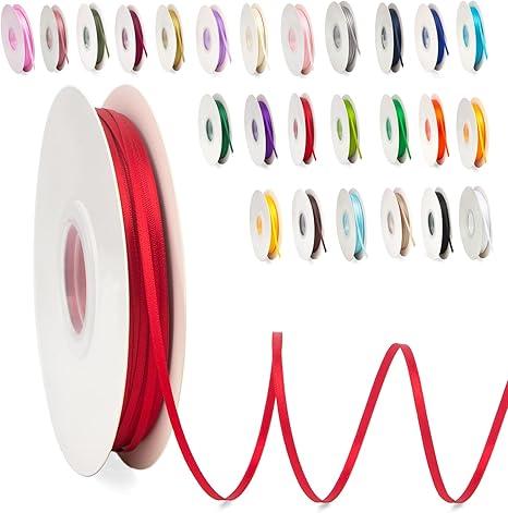 Thin Red Ribbon 3mm Satin Ribbons for Gift Wrapping, 91m Wrapping ...