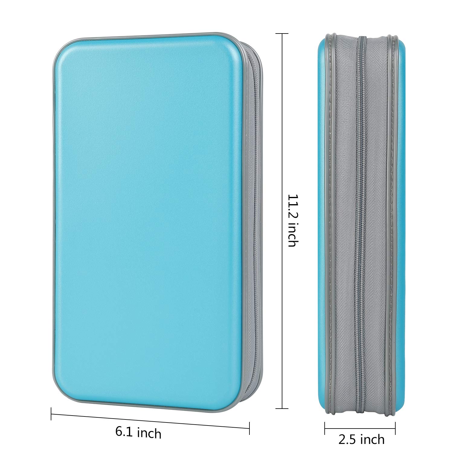 alavisxf xx CD Case, 96 Capacity Hard Plastic DVD Case Holder Organizer Storage Bag Portable Game Music Movie CD Disc Wallet for Kids Home Car Travel (96 Capacity, Sky Blue) - 4