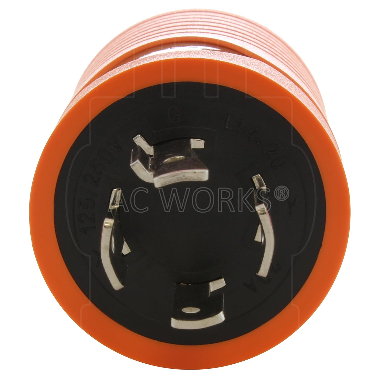 AC WORKS [ADL1420L620] Locking Adapter 4Prong 20Amp 125/250Volt NEMA L14-20P Locking Plug to L6-20R 20Amp 250Volt Locking Female Connector