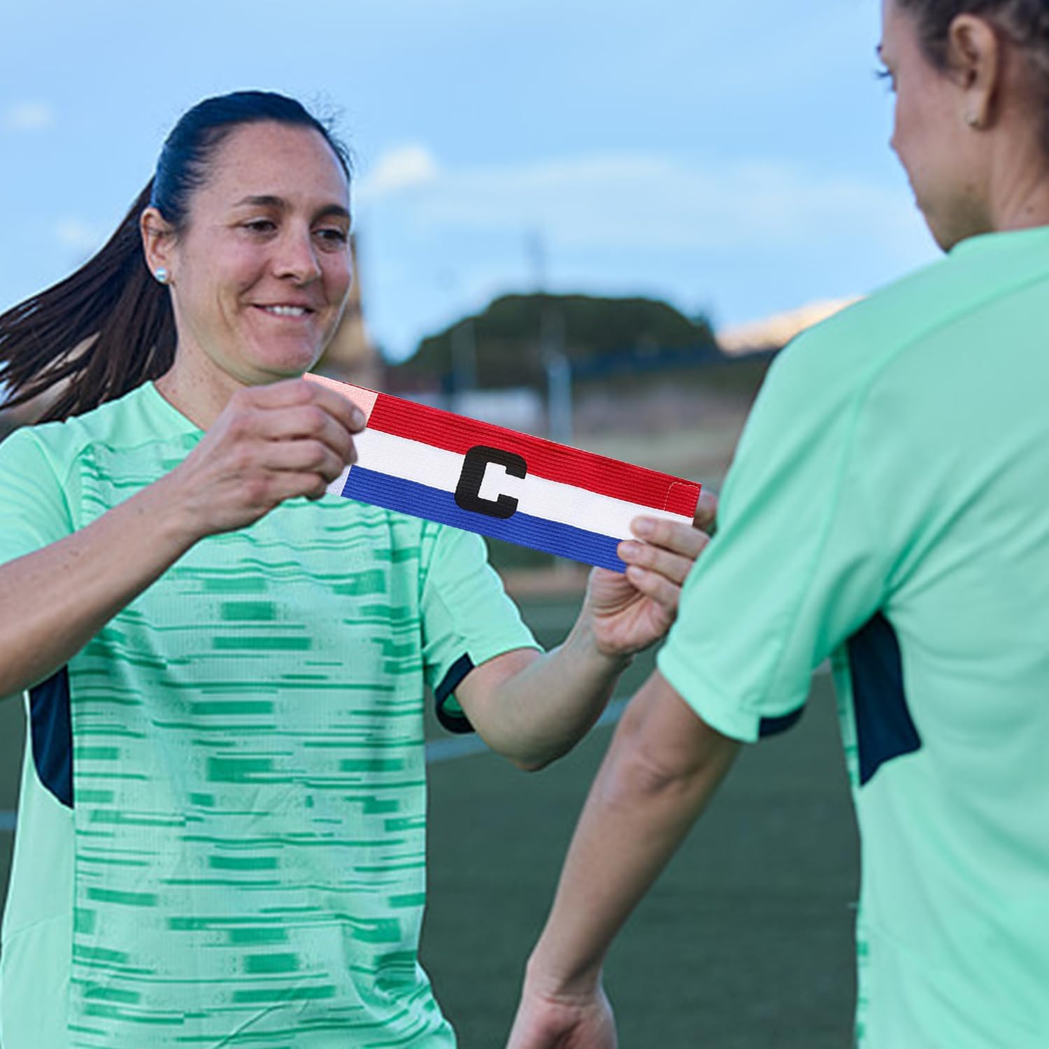 4 Pieces Football Bracelets, Tricolour Captain's Armband, Decorative Football Team Logo, Sports Training and Competition Accessories