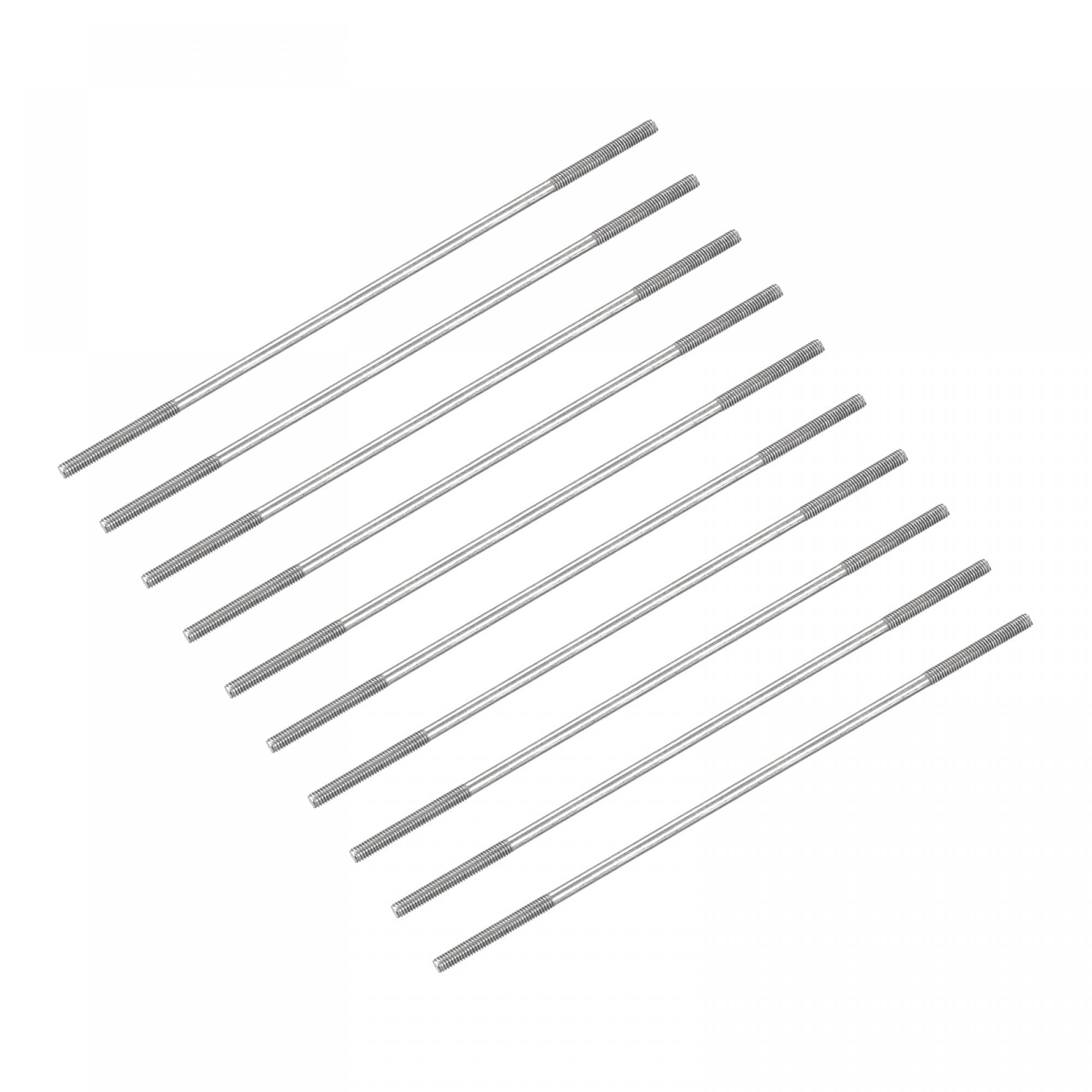 sourcing map Double Ended Stud Screws (M4 Thread 130mm Length) 10pcs, 304 Stainless Steel Dual Threaded Rod Bolts - for House Maintenance