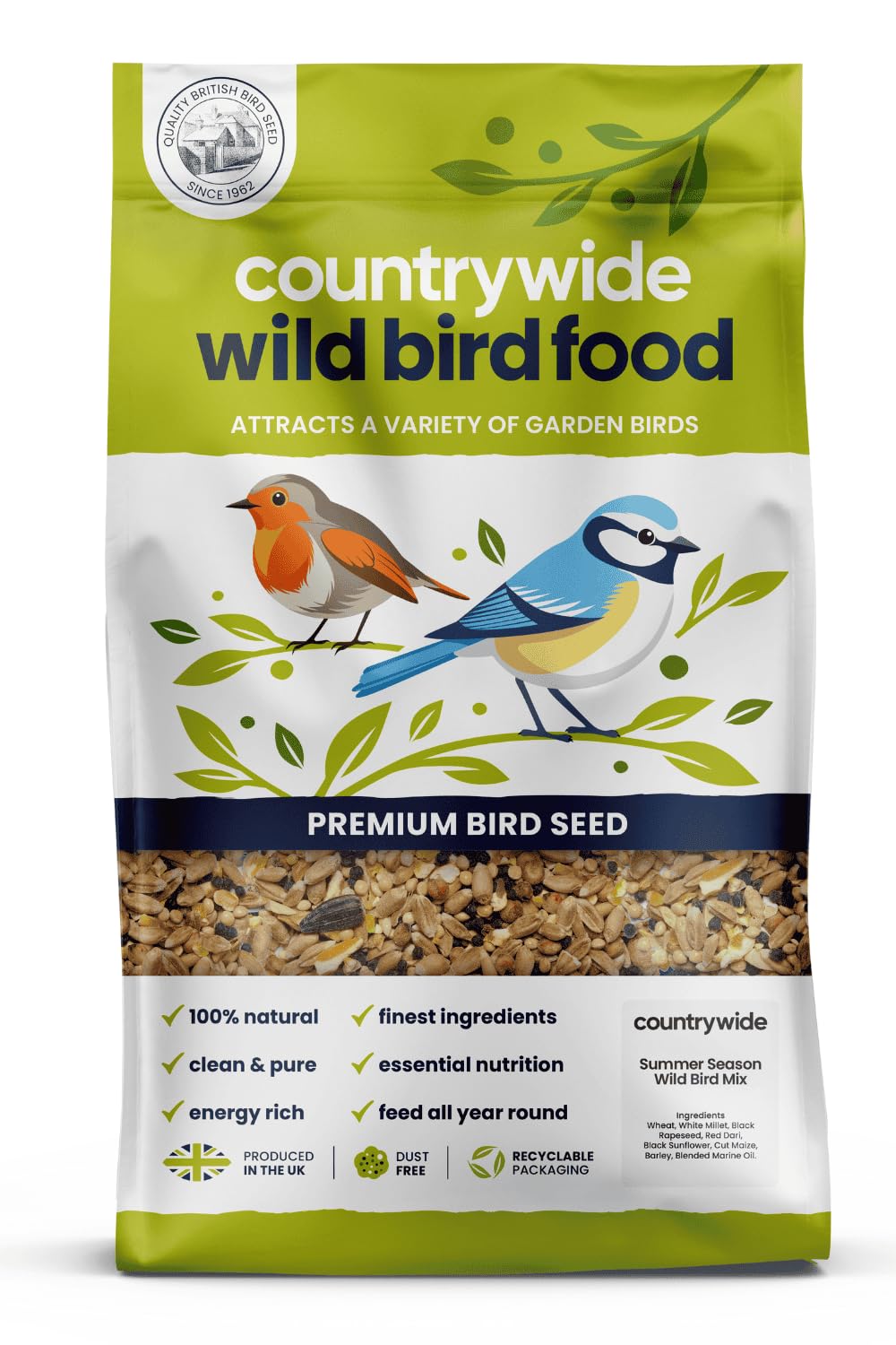 Countrywide Wild Bird Seed 20kg - 100% Natural, Energy-Rich Garden Bird Seed - Attracts A Range Of Small Garden Birds - All Year Round