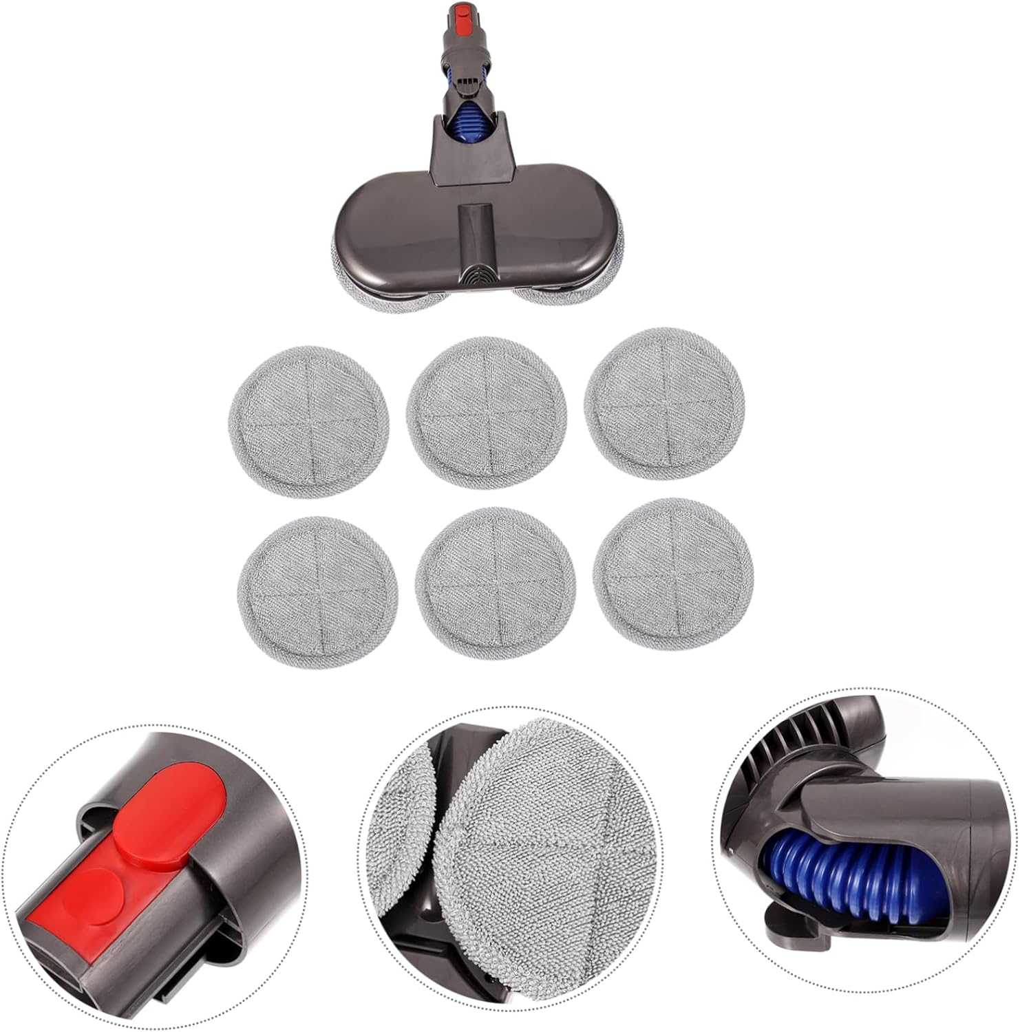 ABOOFAN 6pcs Mop Attachment for Vacuum Upholstery Cleaner Brush Rotating Cleaning Brush Head Hardwood Floor Attachment Vacuum Cleaner Mop Accessory