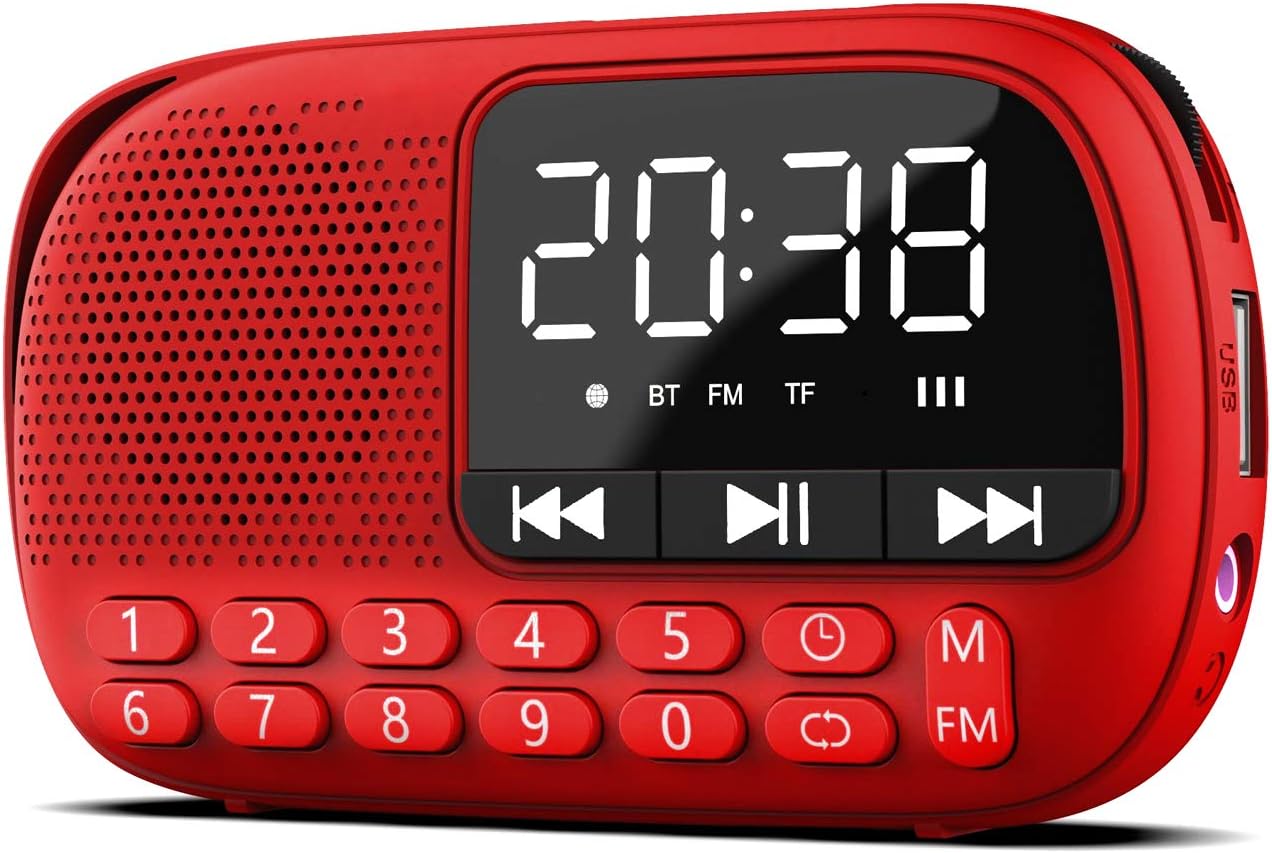 Pagaria WALKIE Portable Alarm Clock FM Radio, with Bluetooth, Earphone