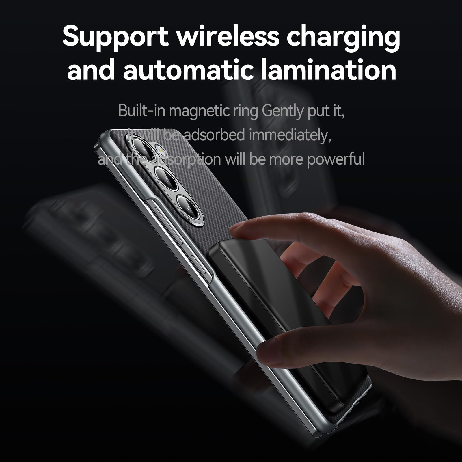 Brązowe, składane 6, skórzane etui do Samsung Galaxy Z Fold 6, magnetyczne etui z otworem na aparat i zawiasem ochronne odporne na zarysowania etui z włókna węglowego
