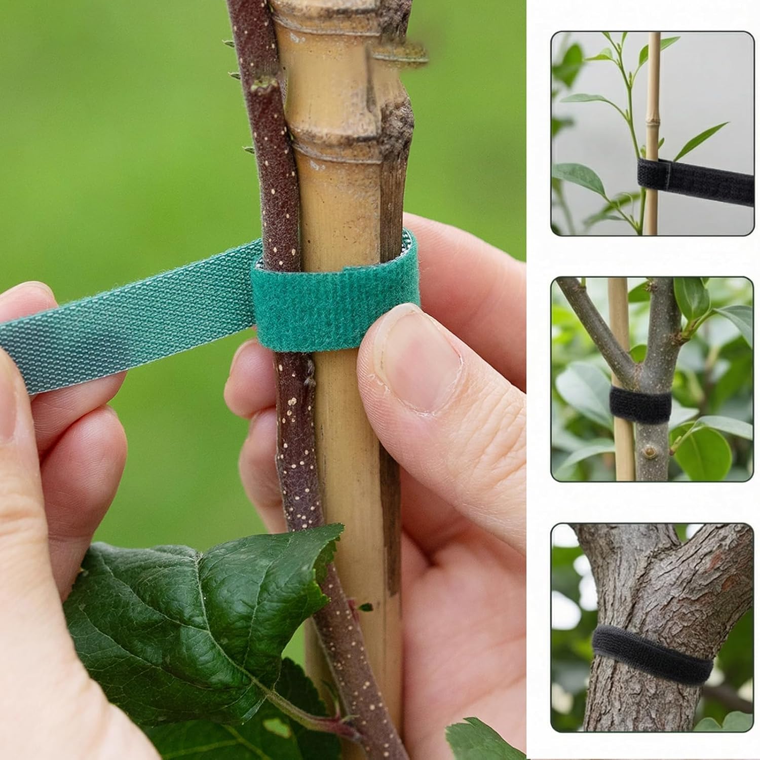 Soft Garden Cable Tie Tape-Reusable,for Climbing Plants Vines With Home Gardening Grips Effective Growing(33FT, Green)