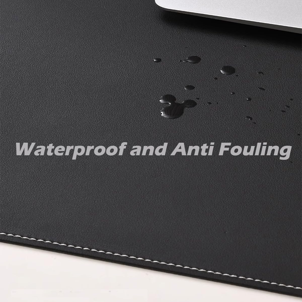 Tappetino da scrivania in pelle PU con bordo bloccato, grande tappetino per mouse per laptop, ufficio, lavoro e digitazione, con protezione dei bordi, impermeabile, scamosciato, antiscivolo, per