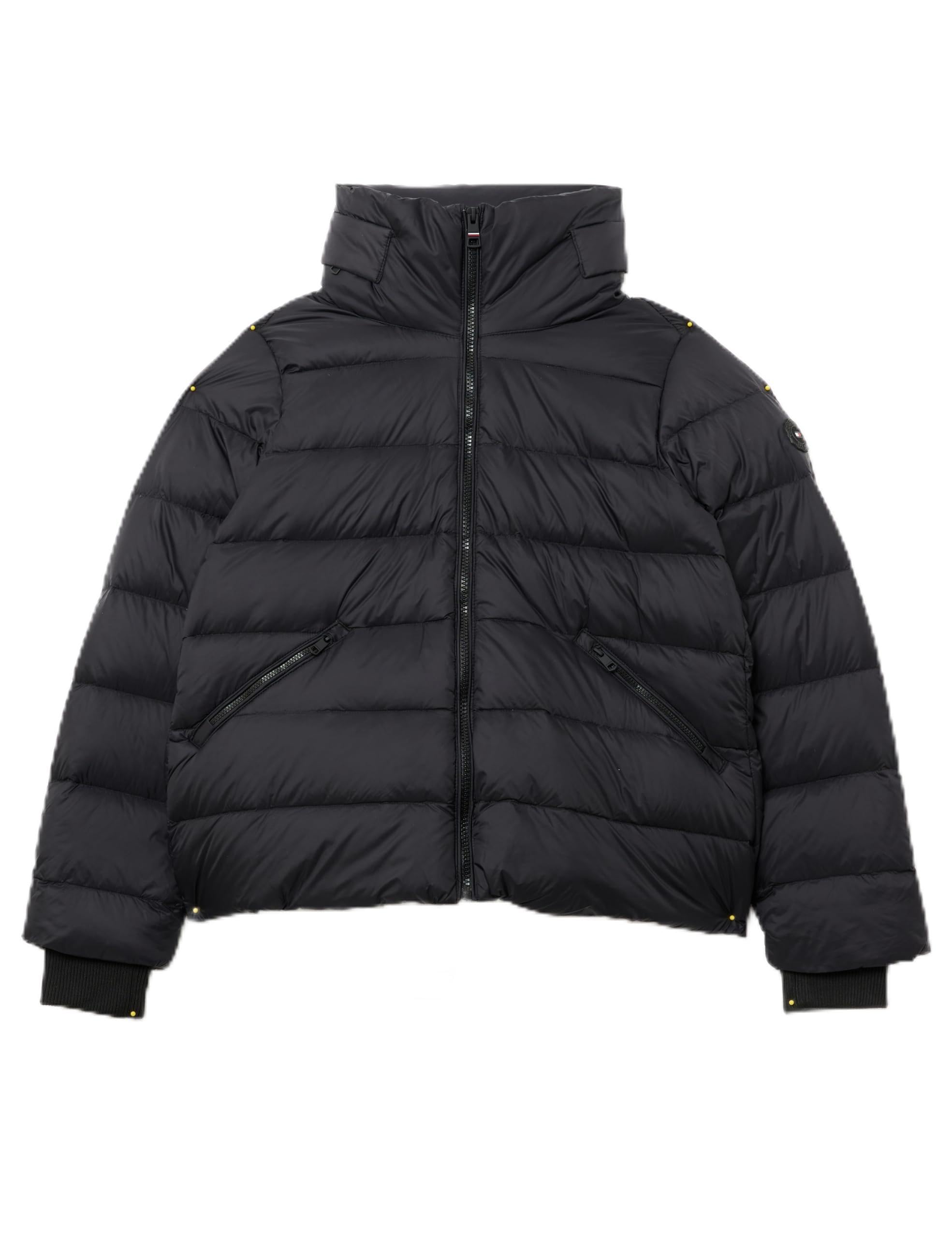 Tommy Hilfiger Women's Short Funnel Neck Down Puffer Jacket, Black (Black), M
