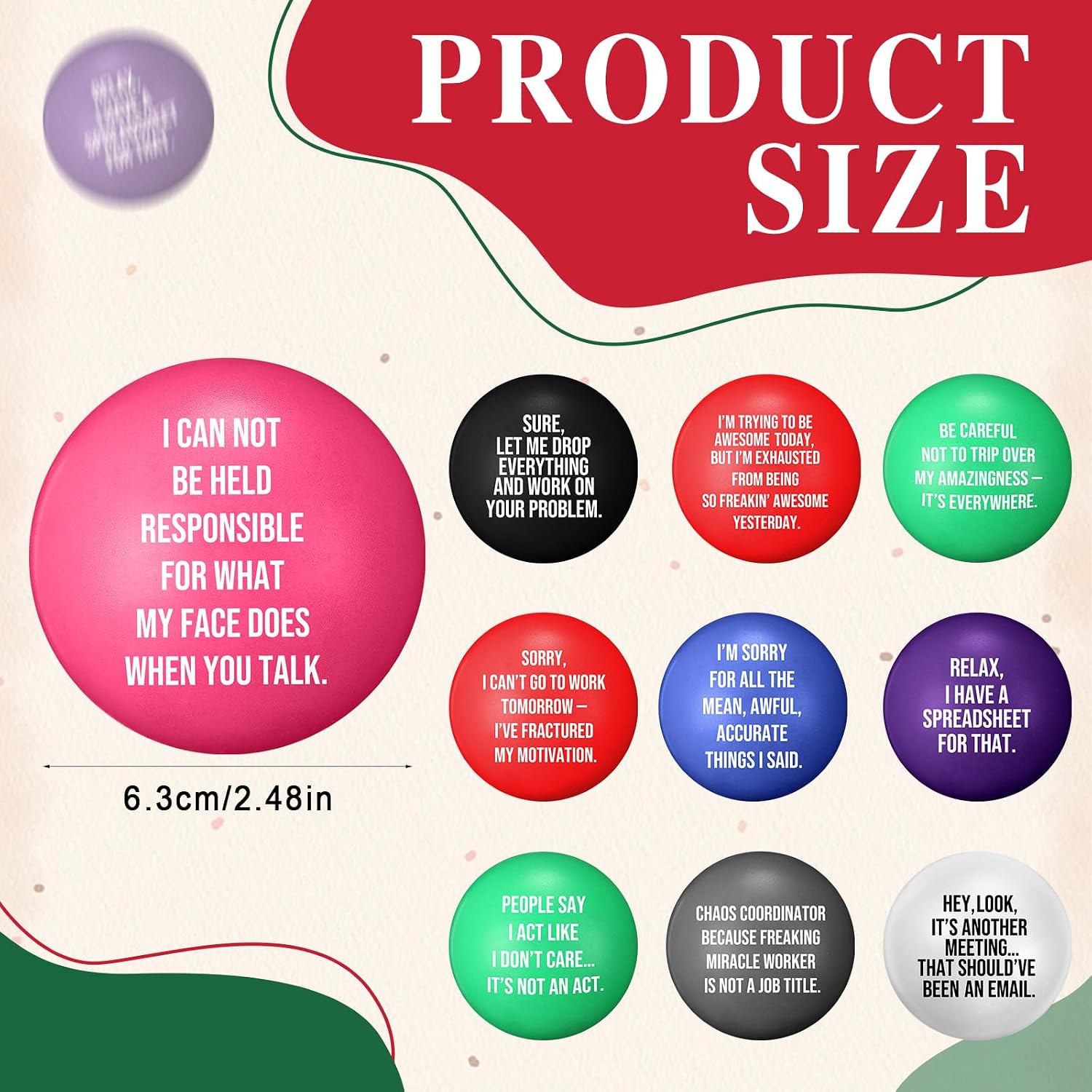 Poen Funny Stress Ball Gift for Employees Coworkers Sarcastic Snarky Humor Quotes Foam Ball Office Negative Passive Stress Relief Employees Appreciation Staff Team Desk(Round, Colorful, 20 Pcs)