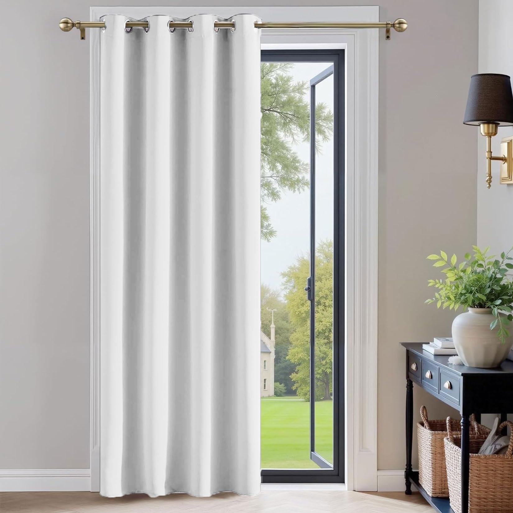 Liujyuan White Black Out Curtain 220 X 275 Cm Room Darkening, Privacy Protection Darkening Curtains Soft Texture, Solid Color For Balcony, Kithcen Window,