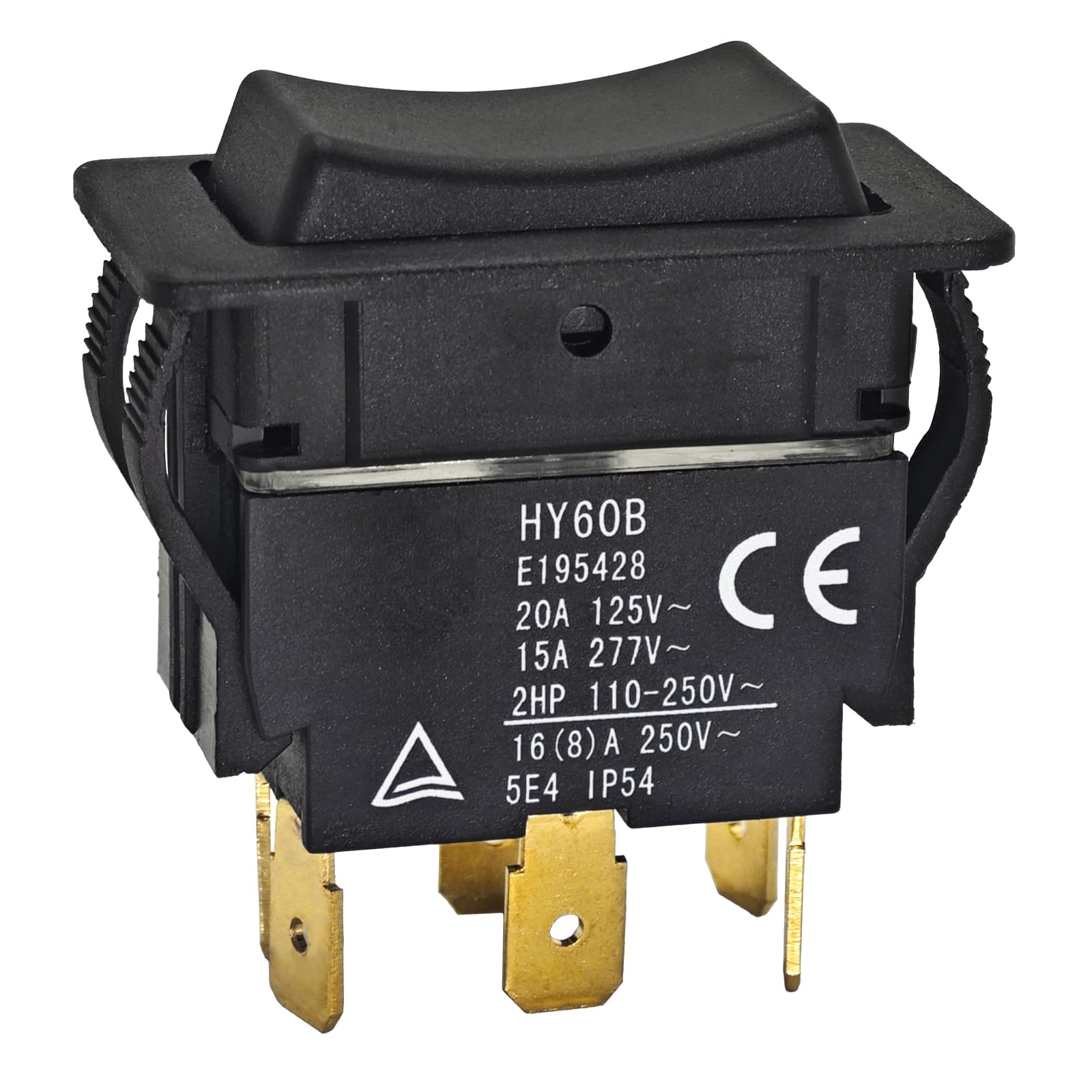 HY60B Rocker Switch - ON-Off-ON 125/250V 20/15A 6 Pins Push Button