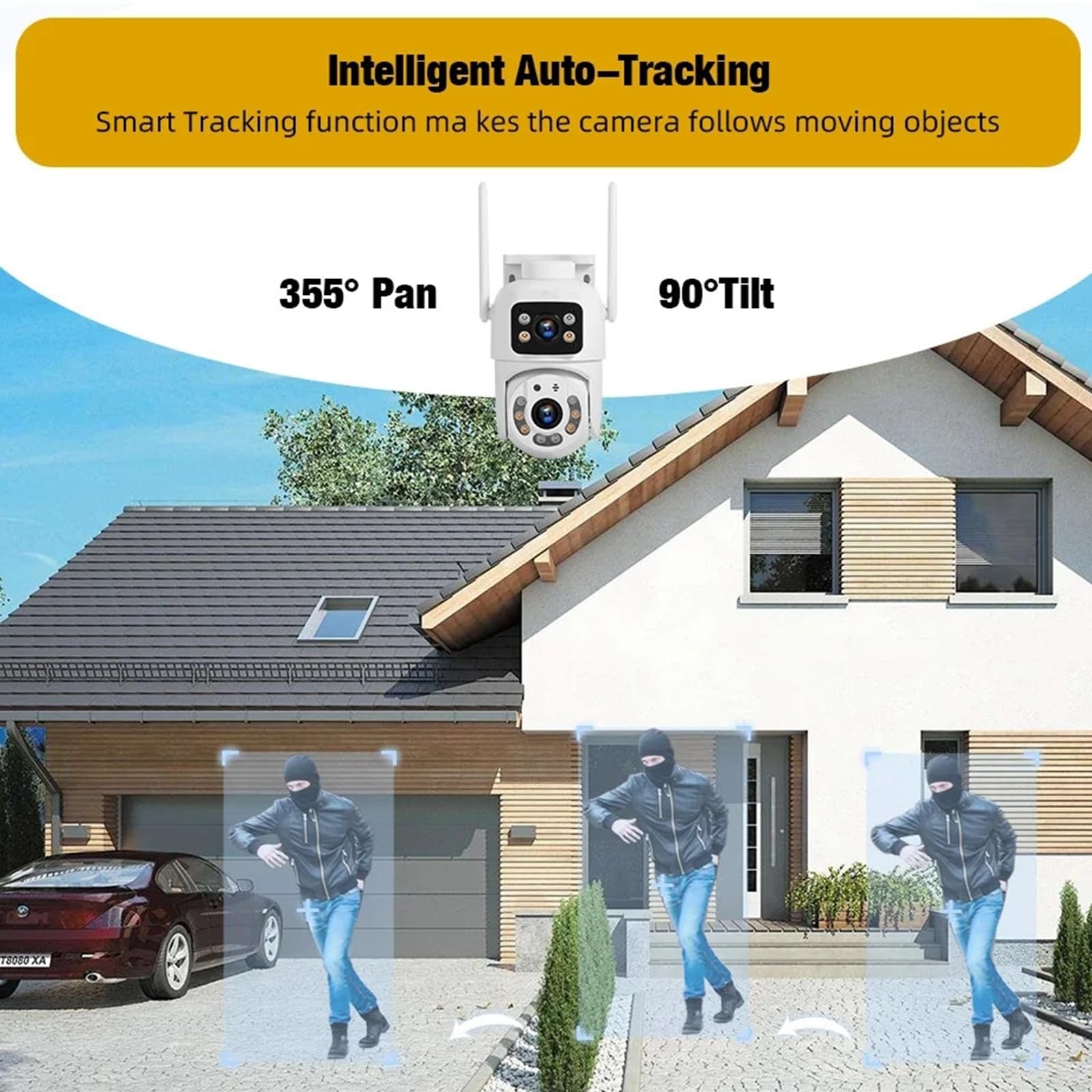 Caméra IP Tuya WiFi à Double Objectif 5MP+5MP, Vision Nocturne, Suivi Automatique PTZ extérieur, Communication bidirectionnelle, vidéosurveillance,Camera