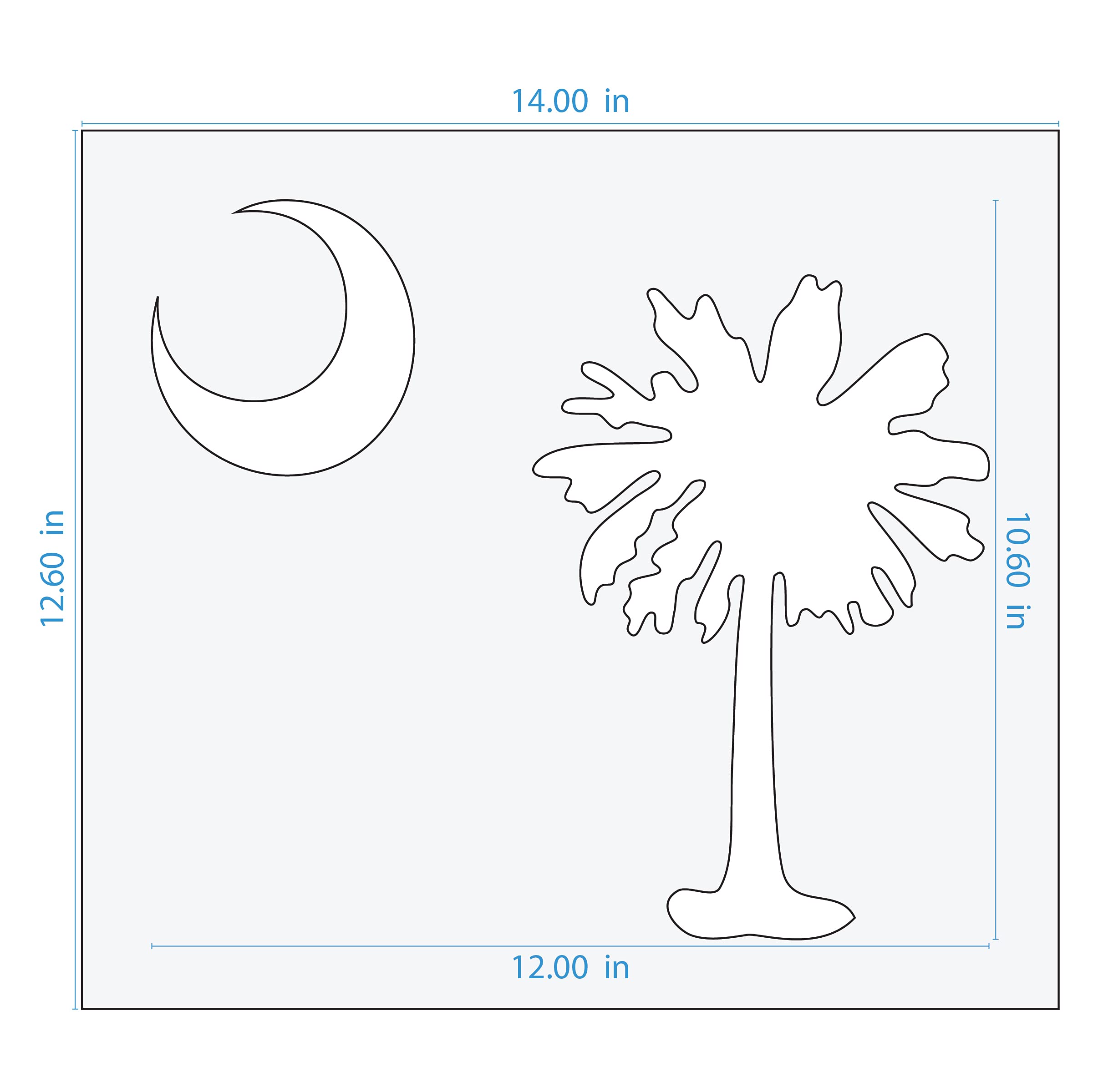 Stencil Stop Plantilla de árbol de palmito y luna/bandera del estado de Carolina del Sur, reutilizable para proyectos de bricolaje, pintura, dibujo, manualidades, plástico Mylar de 14 mil (12 x 10.1