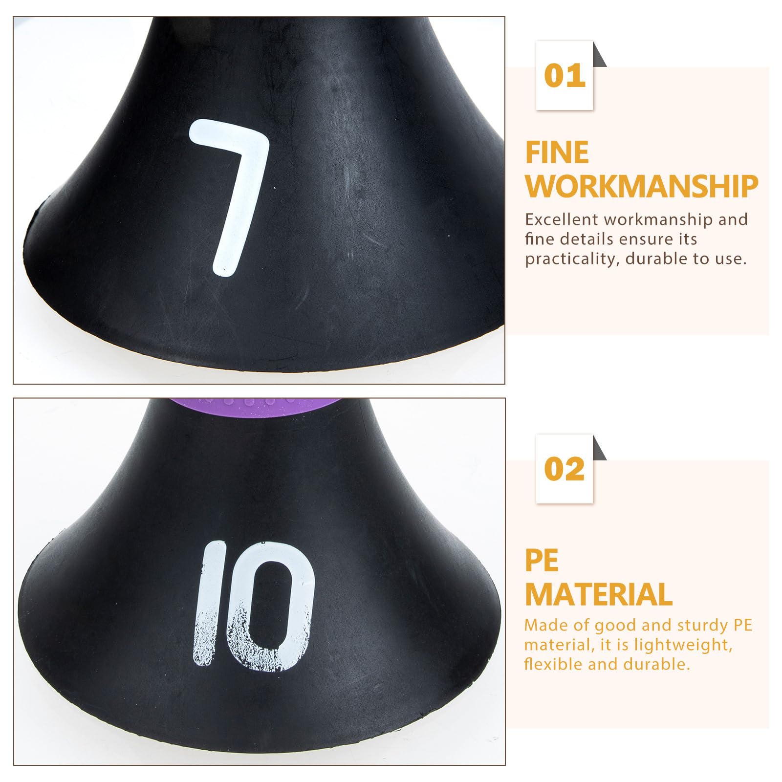 BESPORTBLE Cônes de Balisage de Barils pour Entraînement Football, 10pcs Légers et Portables en PE, pour Obstacles de Marqueur et Coupe du Monde