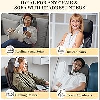 Vista 7 de Almohada de Reposacabezas para Sillón Reclinable, Almohada de Soporte Ajustable para Cuello y Cabeza, Reposacabezas de Terciopelo Suave