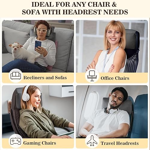 Miniatura 7 de Almohada reclinable, almohada ajustable para el cuello y la cabeza, suave terciopelo antideslizante reposacabezas para sillón reclinable, sofá,