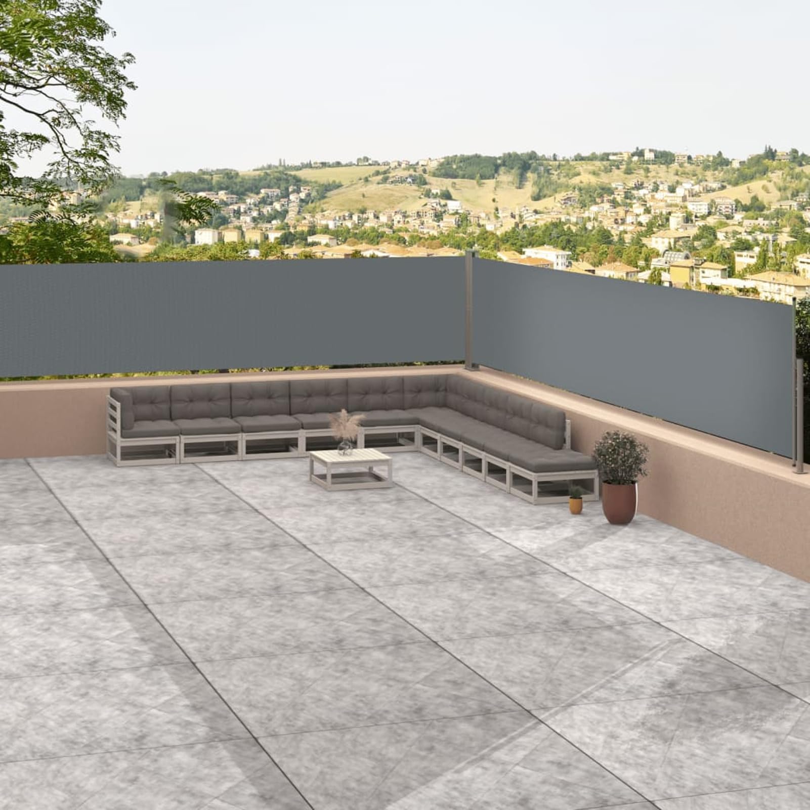 ShGaxin Einziehbare Seitenmarkise, Markisen für den Außenbereich, Terrasse, Markise für Wohnwagen, Sommer, Markise für Balkon, Anthrazit, 117 x 1200 cm