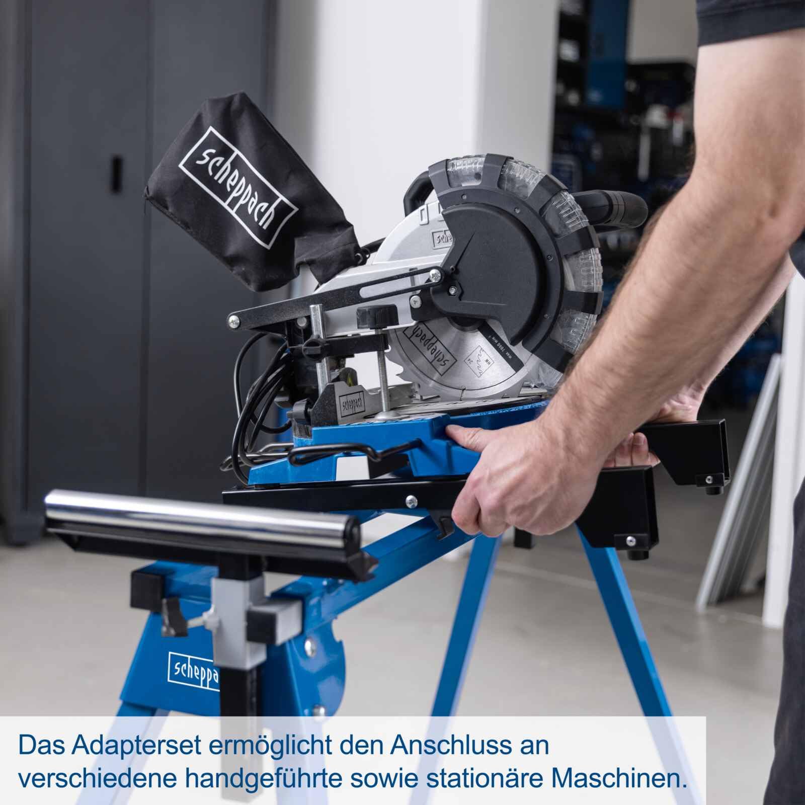 Scheppach Untergestell Arbeitstisch UMF1550 | Maschinentisch für Kappsägen, Schleifmaschinen, Dekupiersägen & Tischbohrmaschinen | Last 150kg | Höhe 780mm | Ausziehbar 935-1985mm | Auflagenhöhe 935mm
