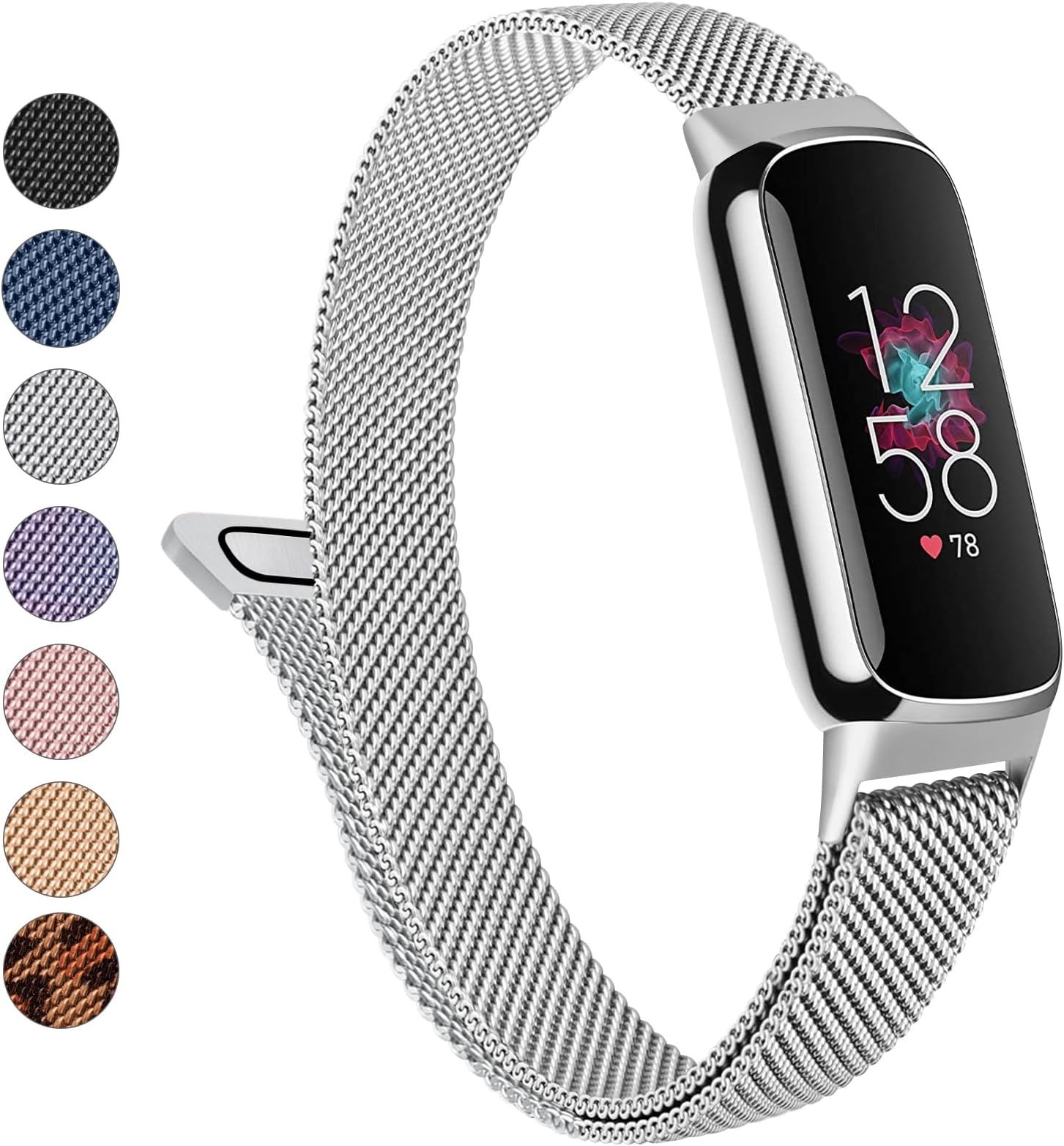 Metal Band for Fitbit Luxe Bands Women Men, Stainless Steel Mesh Loop Adjustable Magnetic Wristband Replacement Strap Compatible with Fitbit Luxe Fitness and Wellness Tracker