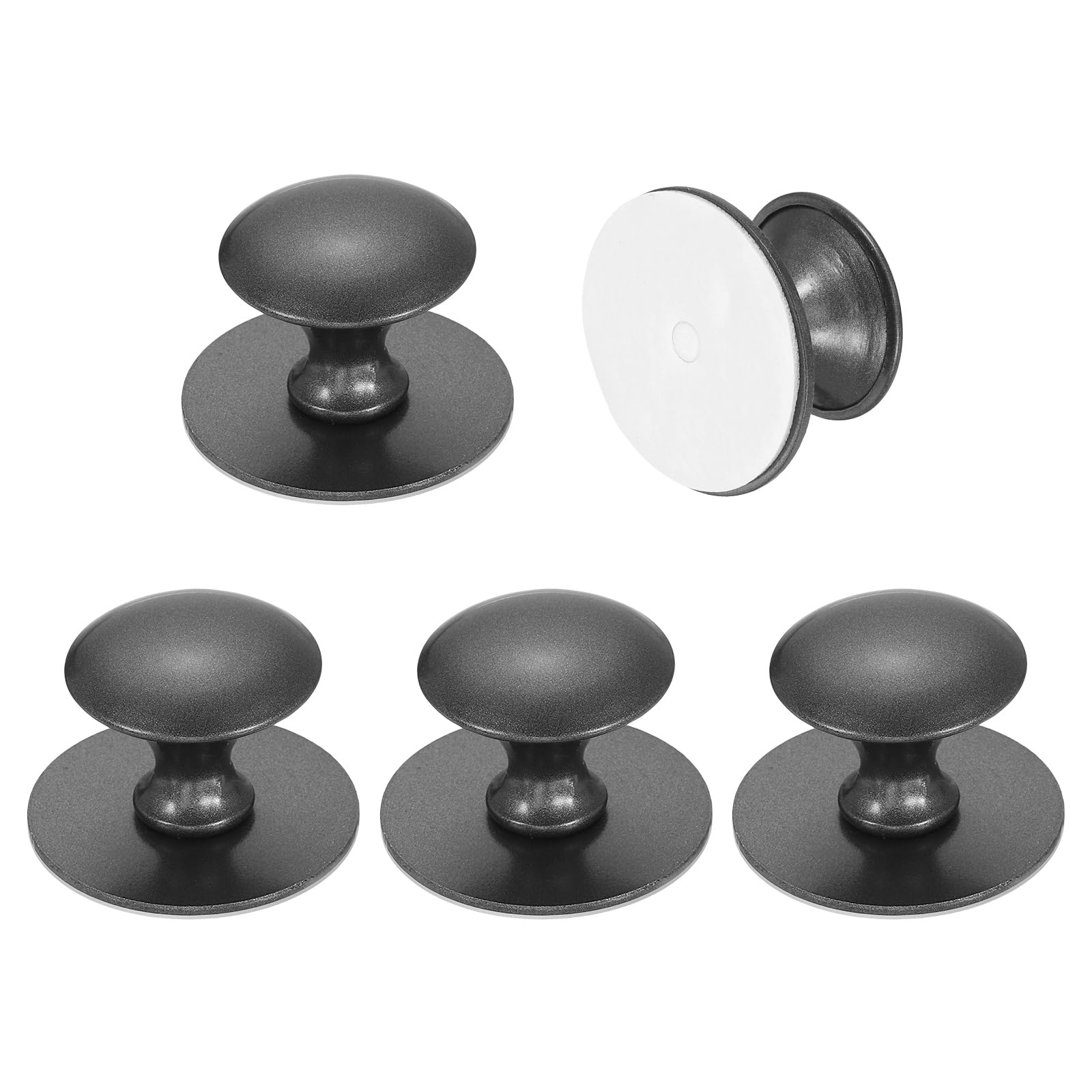 sourcing map 5 Pack Adhesive Cabinet Knobs, Stainless Steel Self-Stick Drawer Knobs, No Drilling Round Stick on Instant Handle Cabinet Pull for Wardrobe Cupboard Drawer Closet, Gray