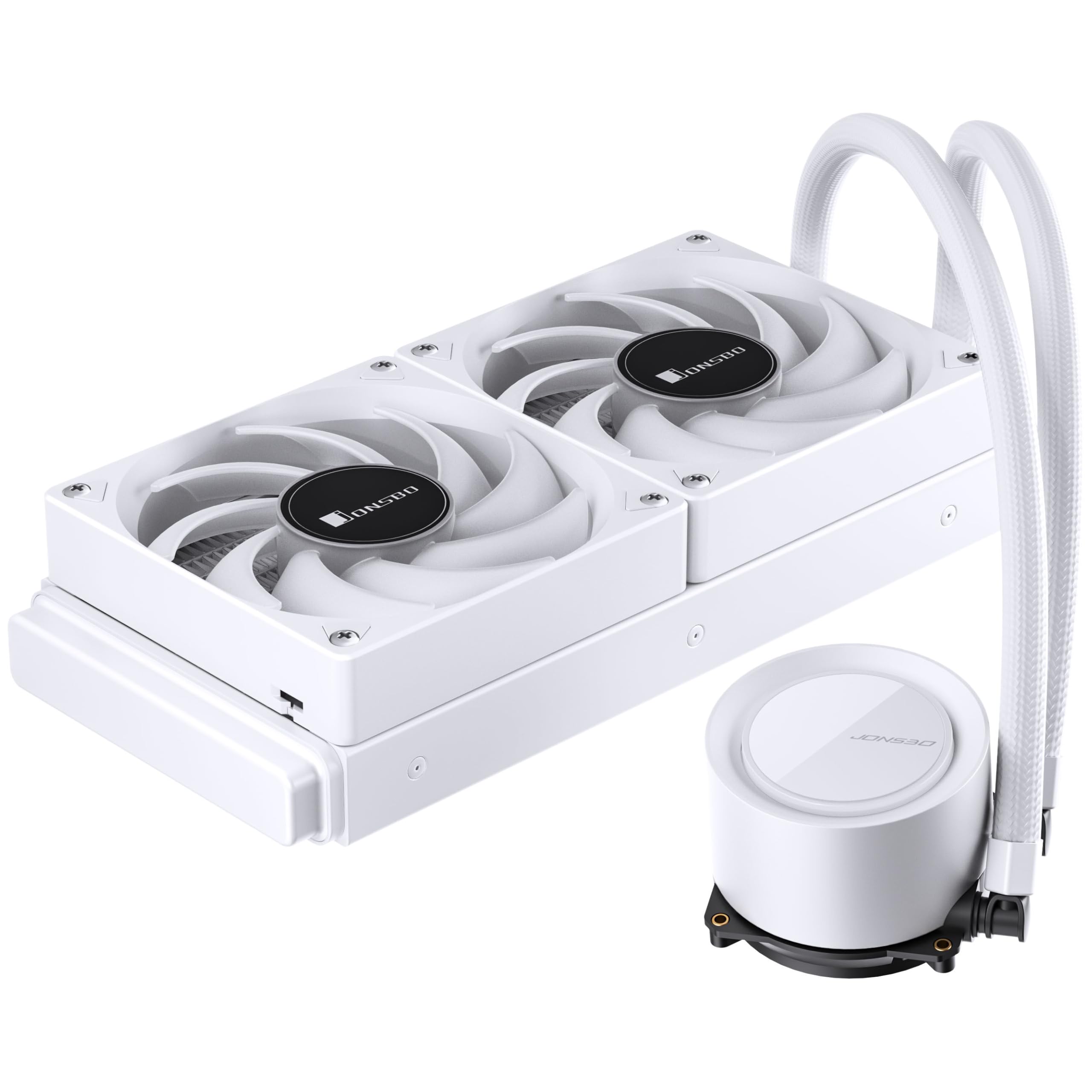 Jonsbo TG-240 AiO chłodzenie wodne – białe, 240 mm CPU chłodnica wody z ARGB, aluminiowym radiatorem i 2 wentylatorami PWM 120 mm