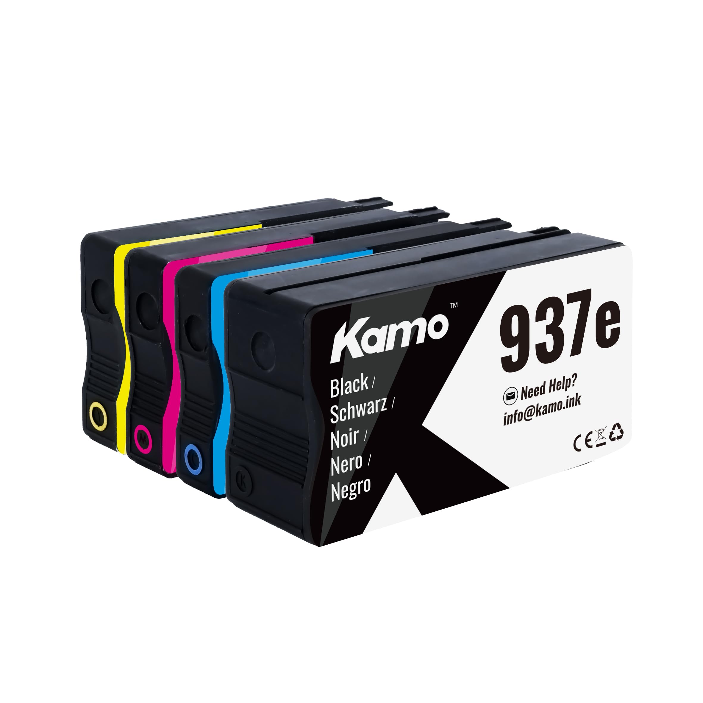 kamo 937e 937XL (4-częściowy zestaw) Multipack wkłady do drukarki Kompatybilne z HP 937e 937- dla OfficeJet Pro 9120 9120e 9122e 9125e 9129e 9130e 9110b 9120b 9130b