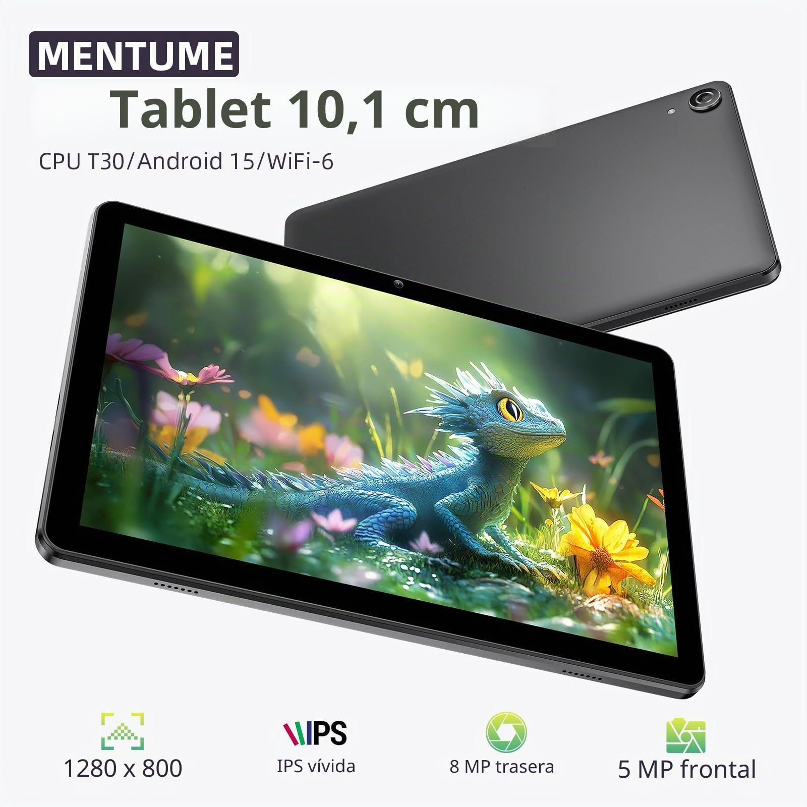 Tablet 10 Pulgadas Android 15 Unisoc T30 Quad-Core 18GB RAM 128GB ROM 1TB TF Pantalla HD IPS 1280x800 Cámara Dual 5MP+8MP 6000mAh WiFi 6 BT 5.0 Widevine L1 K70