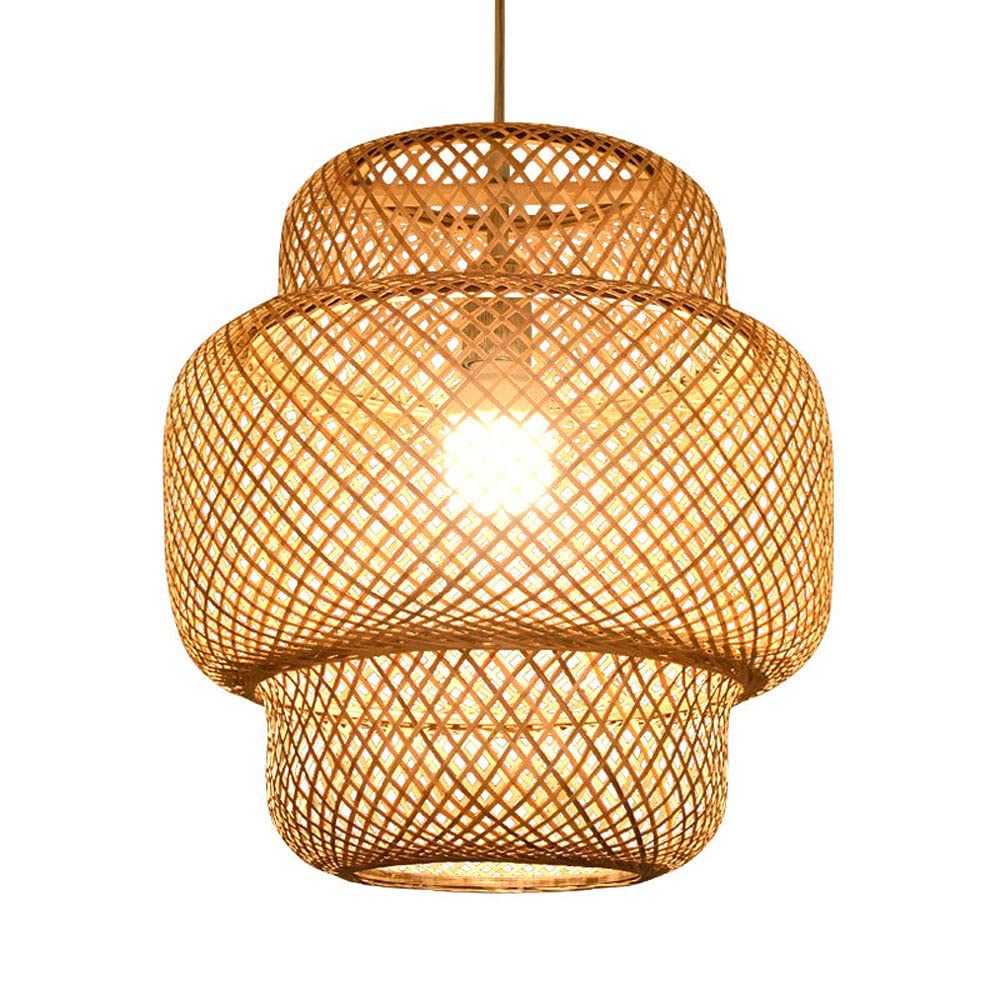LYMSXAZOU Modern Rattan Basket Ceiling Pendant Light Open Weave Cane Chandeliers Shades Hanging Bamboo Fixture Japanese Minimalist Lamps Restaurant B&B Inn