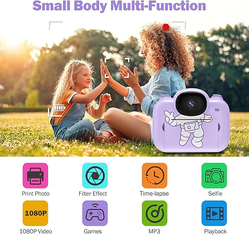 Miniatura 3 de Cámara para niños, cámaras de impresión instantánea que imprimen fotos, cámara digital instantánea en blanco y negro para niños pequeños, impresión