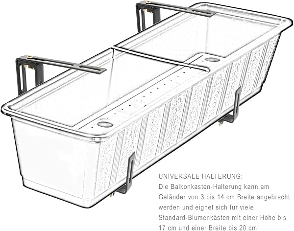 com-four® 4x Soporte de Maceteros para Parapetos y Barandas de Balcón - Soporte de Jardineras Universalmente Adecuado y Ajustable - Sin Perforar (04 piezas - antracita) - 4
