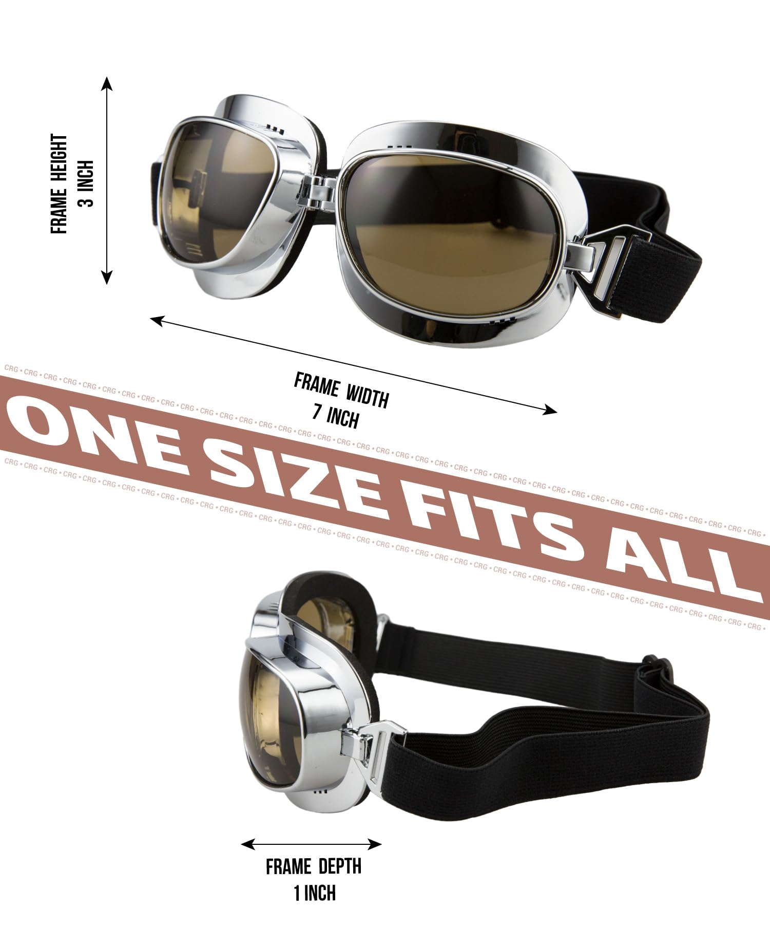 CRG Sports Vintage lotnik styl pilotka motocykl Cruiser skuter gogle T04 - Parent