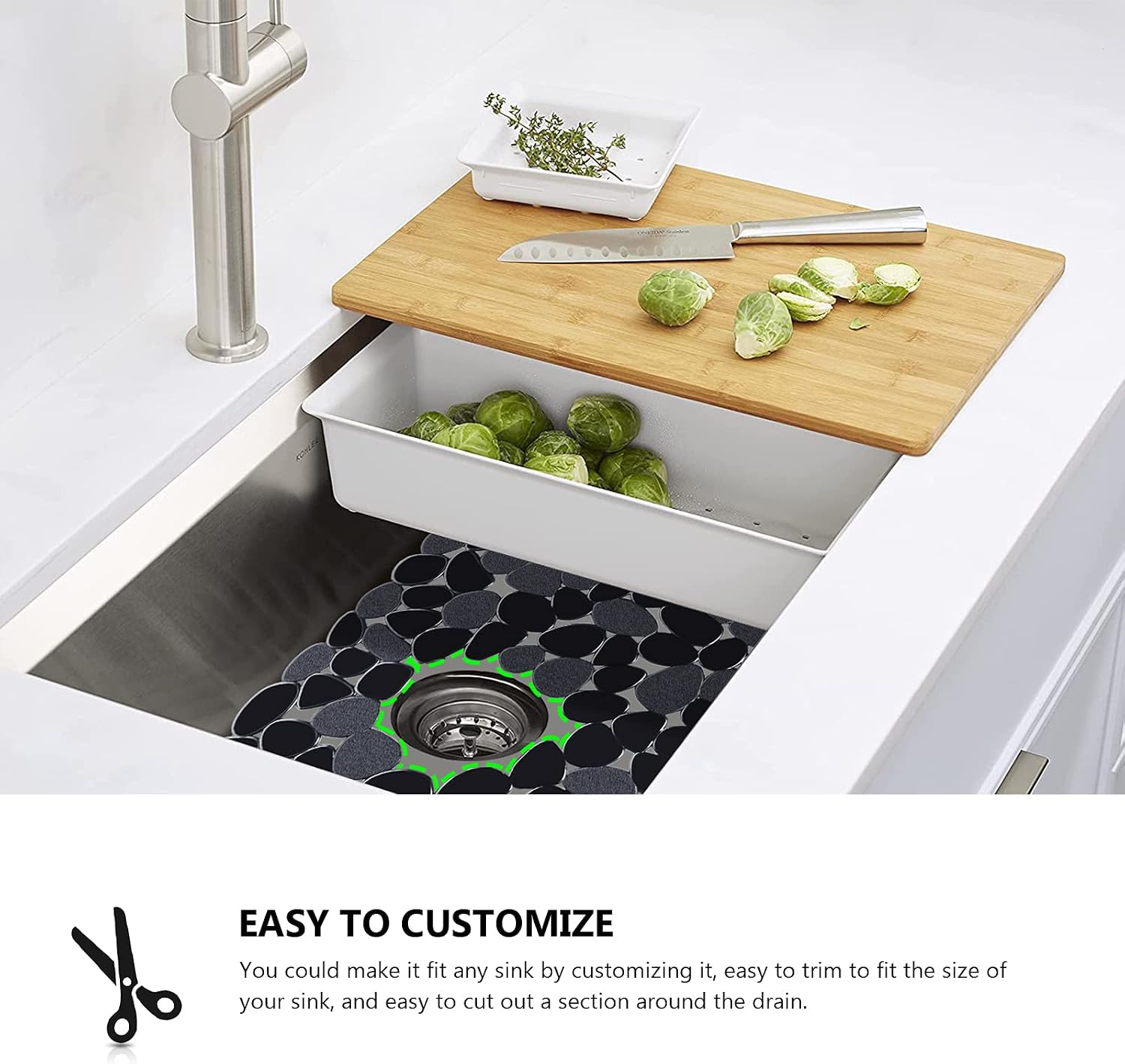 OTHWAY 1Pcs Kitchen Sink Mats,15.8" x12" Scratch Free Sink Protector for Stainless Steel/Porcelain Sink,Pebble Design Dish Drying Mat, a Nice Touch for Your Kitchen