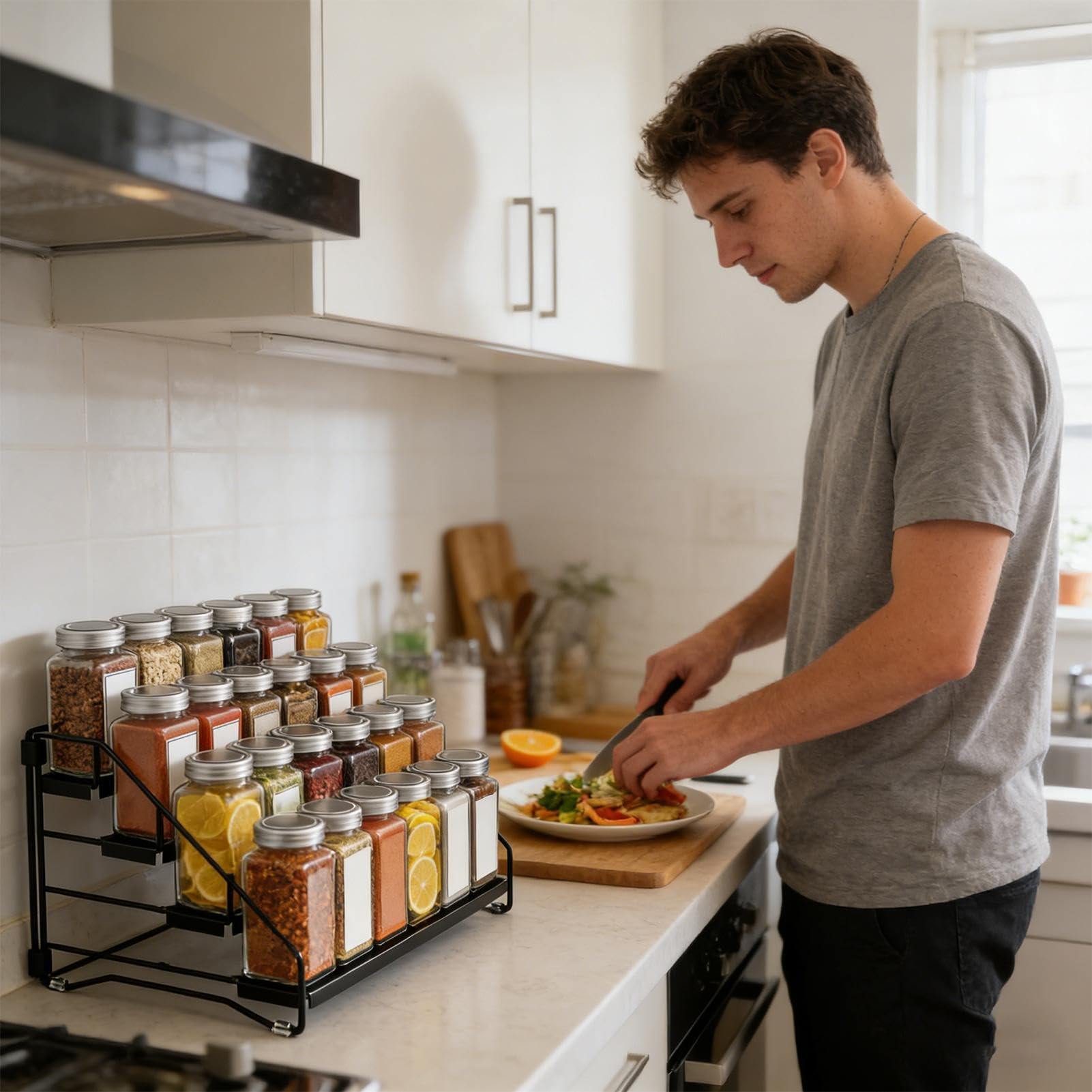 Organizador de especias para armario de cocina Estante ajustable y
