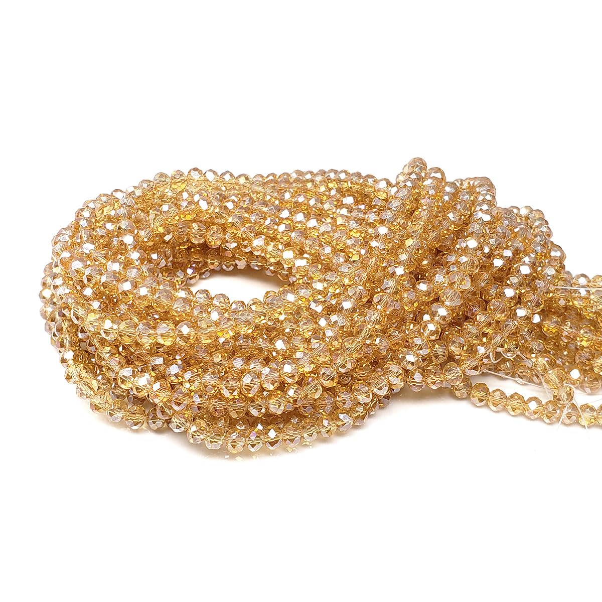 2mm Rondelle Glass Beads for Jewelry Making, Faceted Briolette Crytal Spacer Beads for Bracelet Necklace Earring, Gold Champagne 1200pcs