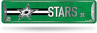 Rico Industries Plaque de rue en métal avec étoiles de la LNH Hockey Dallas 10,2 x 38,1 cm Décoration d'intérieur – Chambre – Bureau – Man Cave