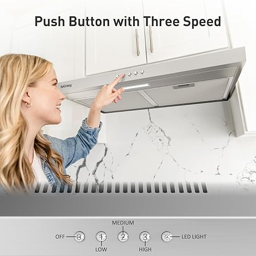 Miniatura 4 de Campana extractora IsEasy de 30 pulgadas, campana extractora debajo del gabinete, convertible con conductos/sin conductos, campana de ventilación de